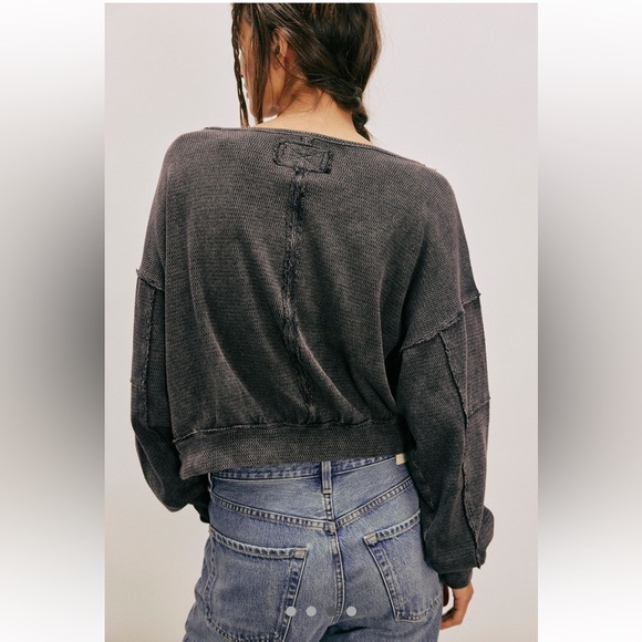 We The Free Ife Pullover Black Relaxed Fit Long Sleeves Womens Size Large - Picture 3 of 13